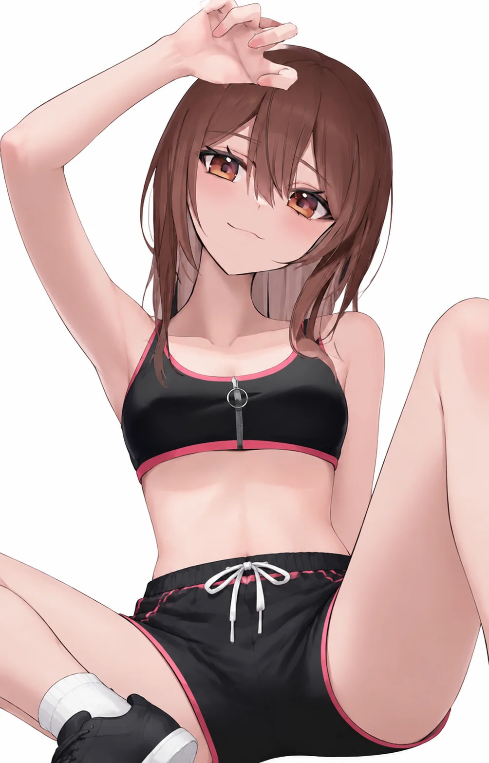 Gym shorts with jacket off