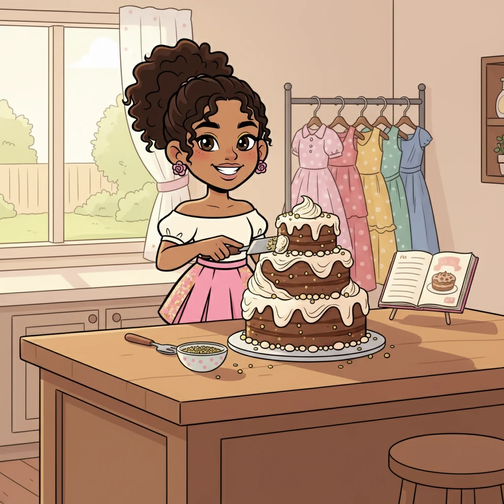 Back in her kitchen, Victoria confidently iced her birthday cake, a masterpiece adorned with cream frosting and gold sprinkles. Looking ahead, she knew that with every recipe she learned and every fashion trend she tried, she was one step closer to making her dreams a reality.