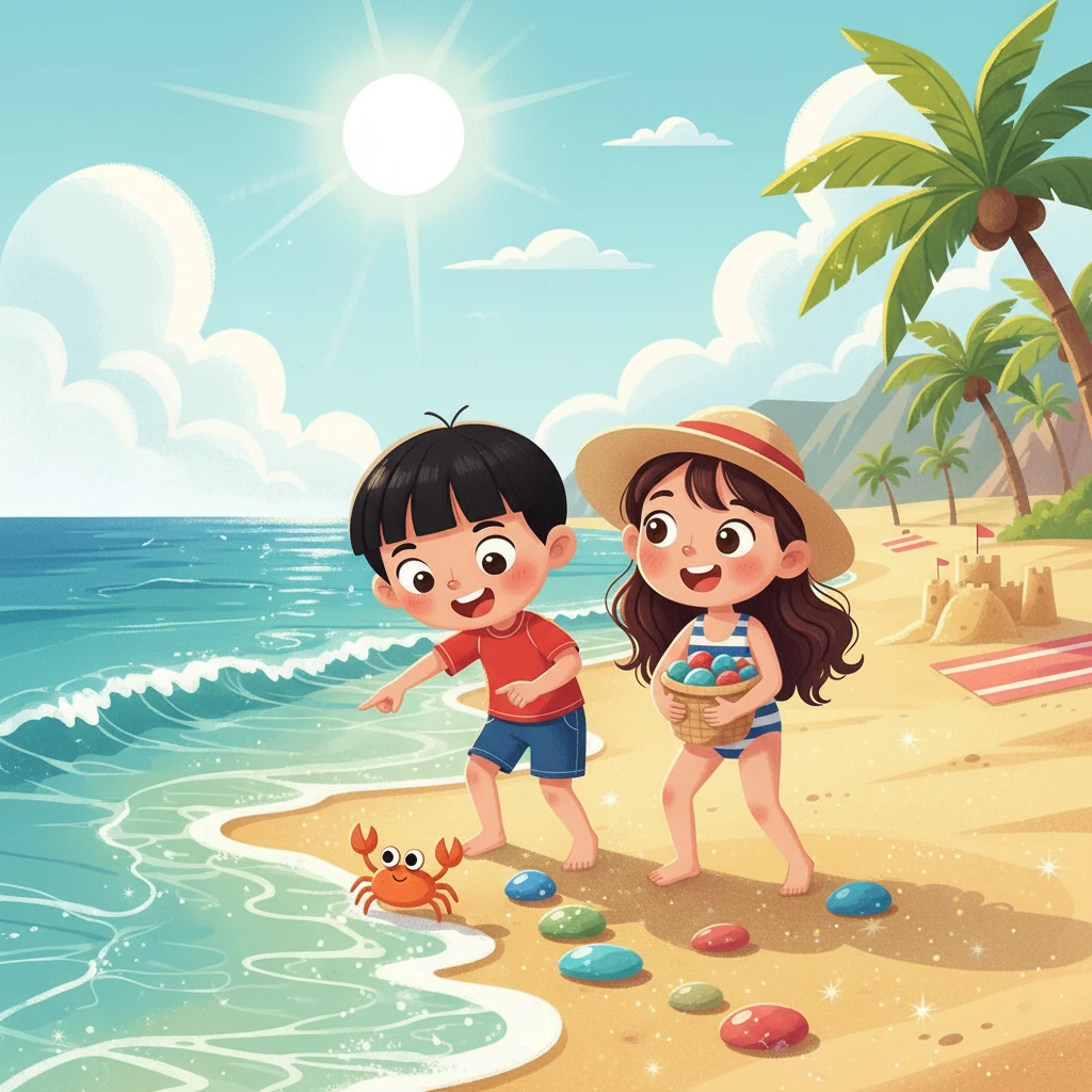As the day went on, they discovered hidden treasures, like a tiny crab scuttling across the sand. They collected beautiful pebbles and shared stories about the sea creatures. The bond between them strengthened with every shared moment.
