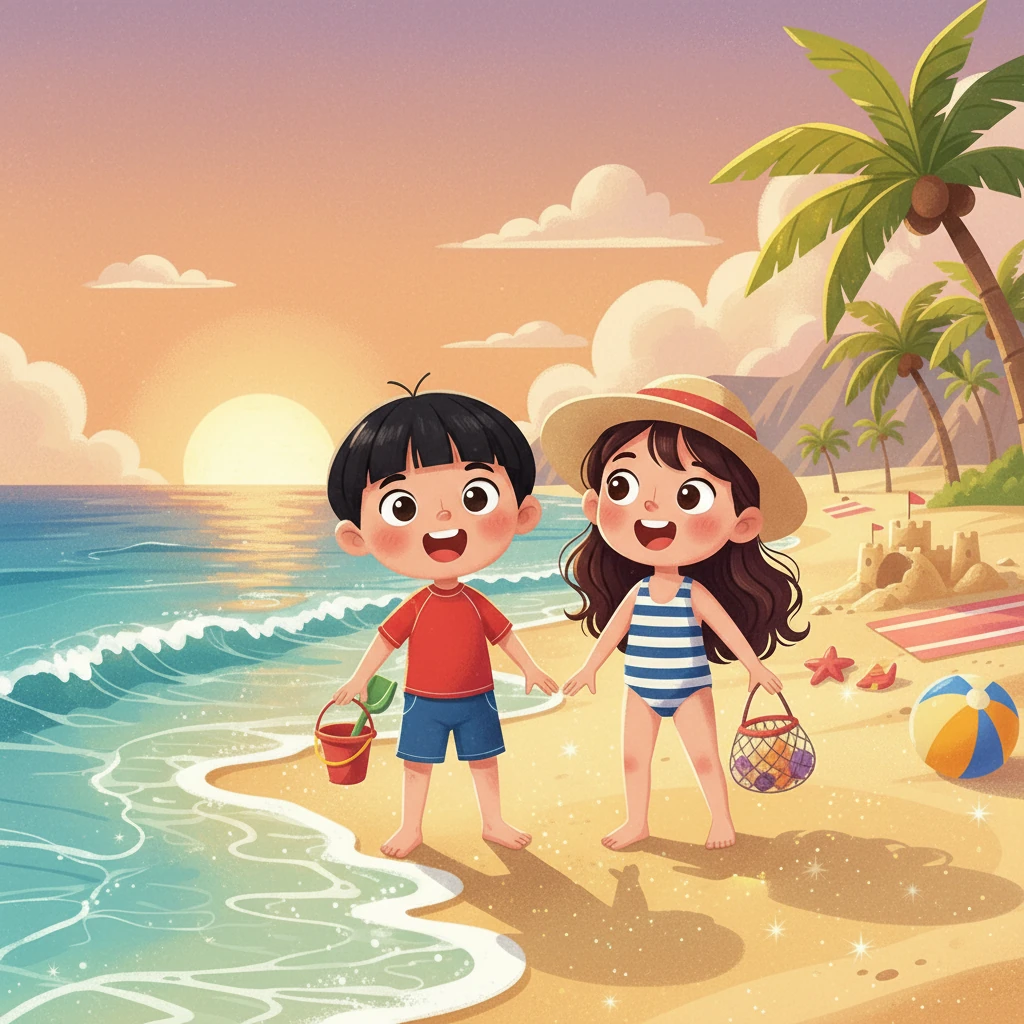 As the sun began to set, casting a warm glow over the beach, Paul and Annabelle knew this was a day they would never forget. They packed up their toys, their hearts full of joy and their faces painted with the memories of their beach adventure.