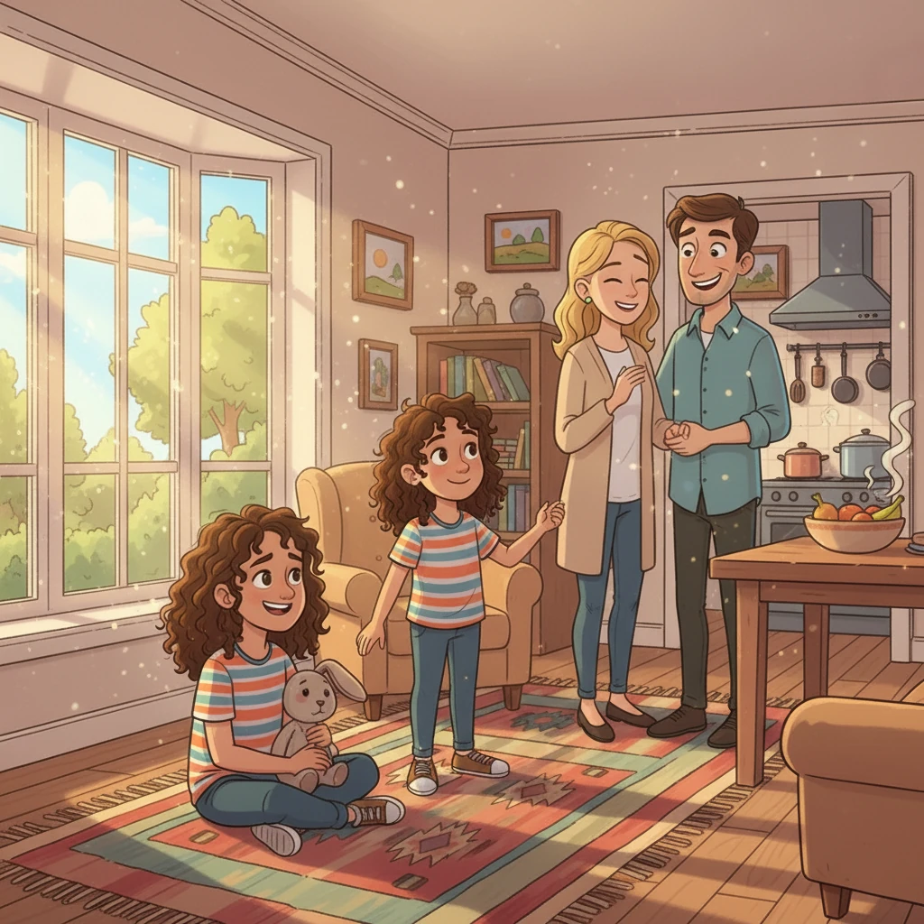 Slowly, things began to improve. Hassan started feeling better, and the colors of their home seemed to brighten again. Aisha, Amira, and Hassan held hands, understanding that love and support could overcome any challenge, making their home a haven of resilience and hope.
