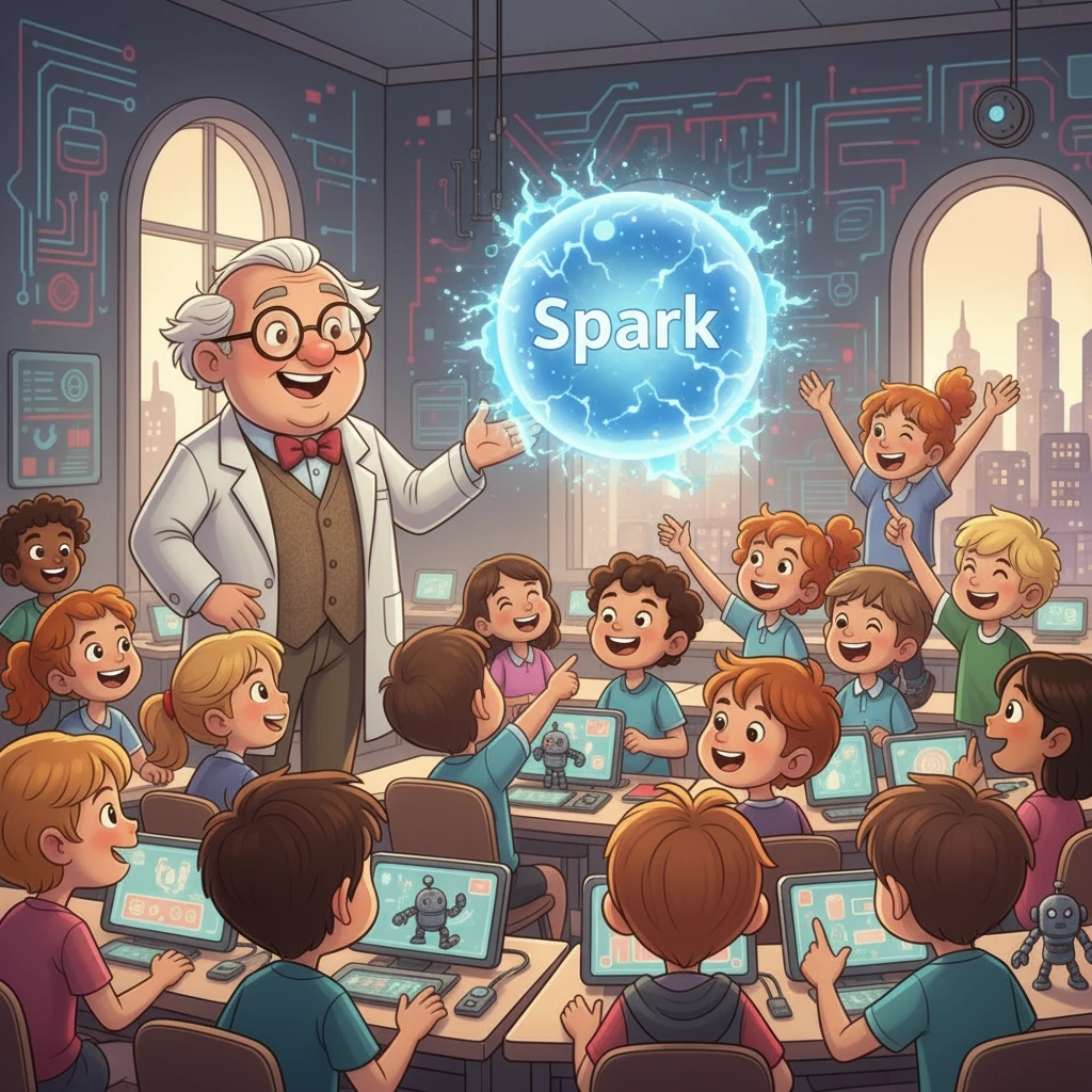With a combined effort, they fixed the problem. Spark glowed with renewed energy. The students cheered as their adventure continued, more excited than ever about learning. Professor Eldridge smiled, knowing he had created something truly special.