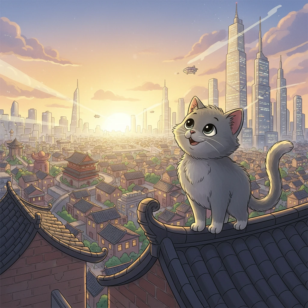 天渐渐亮了，黎明的第一缕阳光洒在了城市屋顶上。 阿灰站在高处，俯瞰着这座城市，内心充满了骄傲和成就感。 原来，这座城市并没有想象中那么可怕，而是充满了未知的惊喜等待着他。