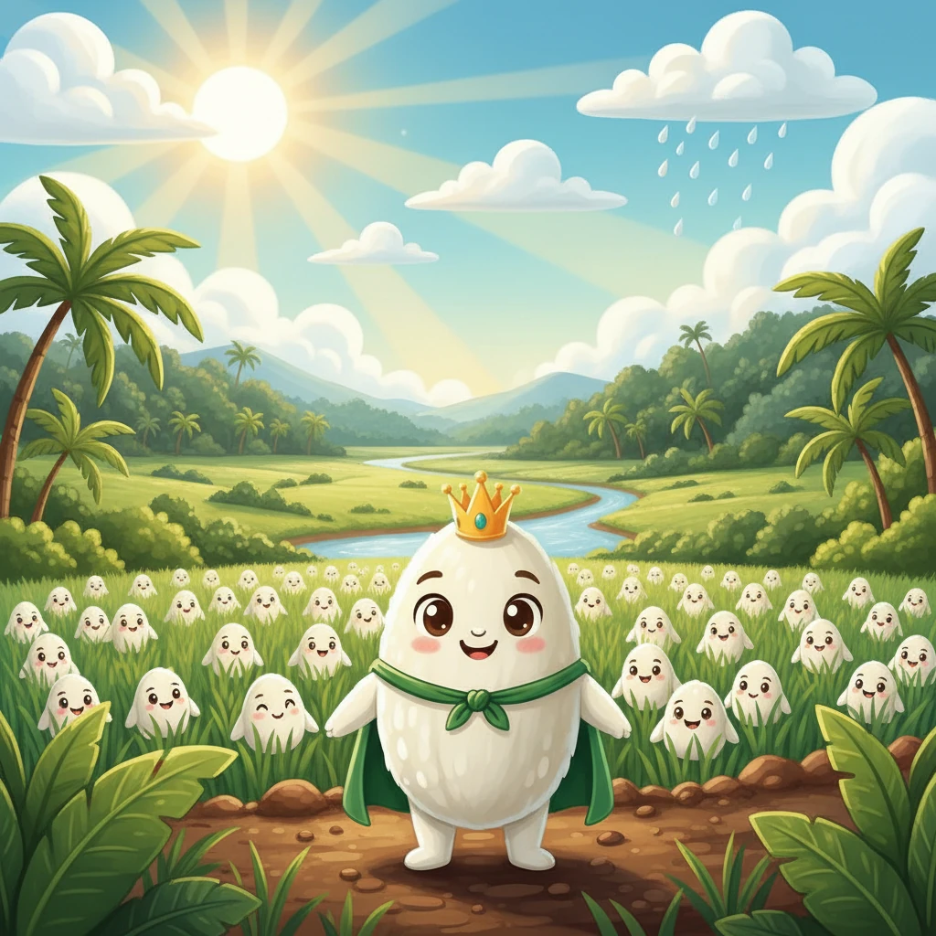 En la exuberante región del Bajo Cauca antioqueño, vivía un pequeño grano de arroz llamado SuperArroz. Con una sonrisa radiante y un corazón lleno de sueños, anhelaba convertirse en el plato favorito de todos.  Sus campos, bañados por el sol y la lluvia, eran su hogar.