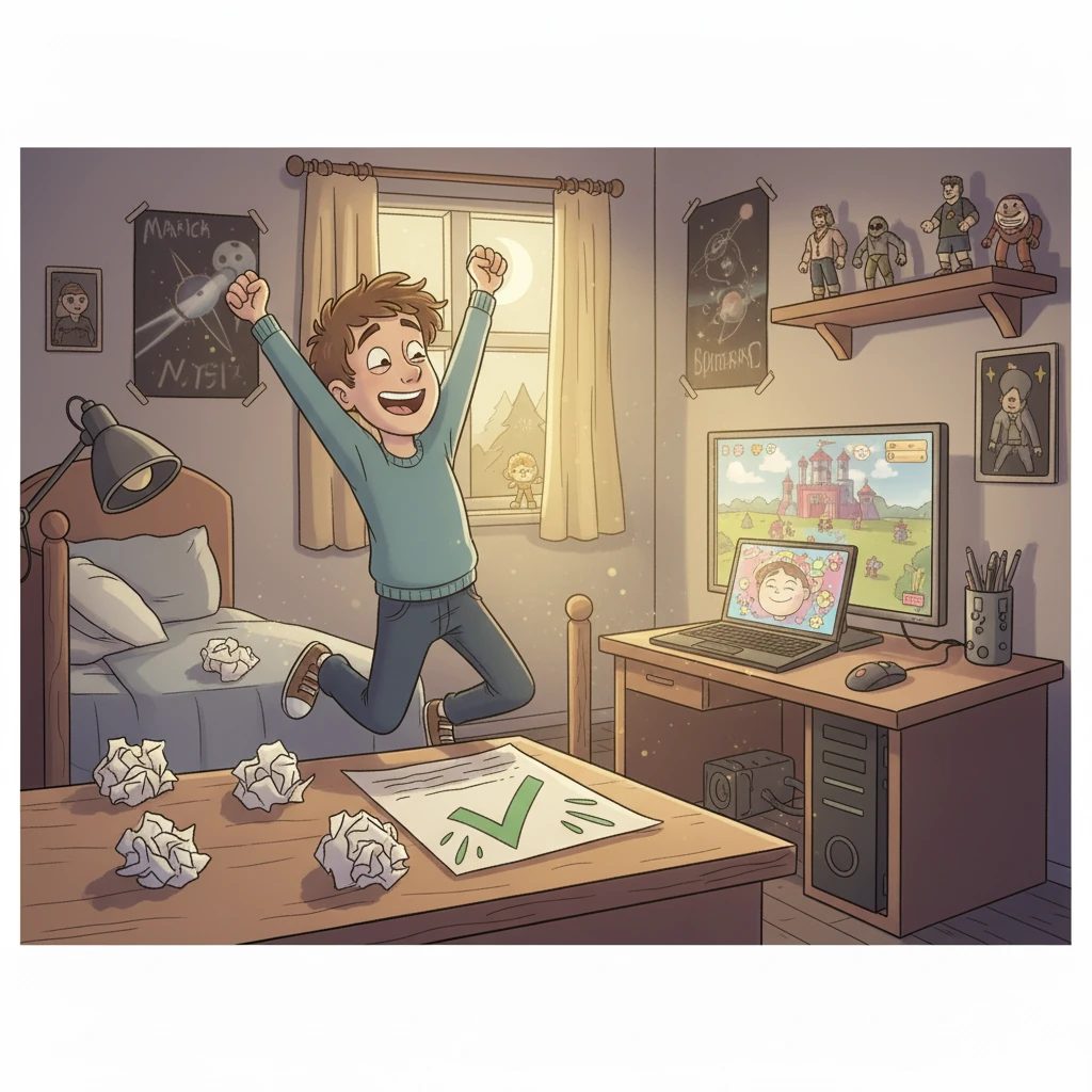 Po zakończeniu egzaminu, Mateusz odetchnął z ulgą. Czekanie na wyniki było najtrudniejsze. Gdy w końcu je otrzymał, okazało się, że zdał maturę! Poczuł ogromną satysfakcję i dumę z pokonania własnych słabości.