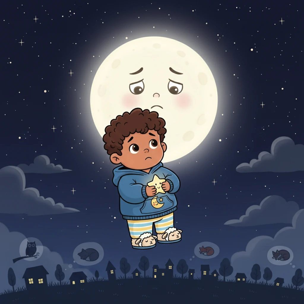 En un cielo oscuro y estrellado, la Luna brillaba más que nunca, pero lucía un poco triste. No quería dormir, deseaba seguir jugando y observando el mundo desde arriba. Los animales nocturnos ya soñaban, pero ella seguía despierta, vigilando.
