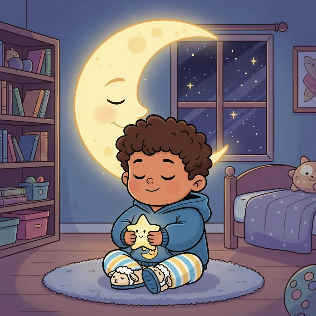 Poco a poco, los ojos de la Luna comenzaron a cerrarse. La voz suave y los cuentos de Mateo la arrullaban. Se sentía segura y amada, algo que nunca había experimentado antes.