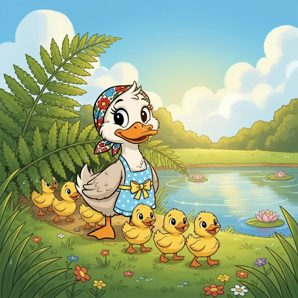 Abrigados y protegidos, los patitos esperaron pacientemente a que la tormenta amainara. Finalmente, el sol volvió a brillar, y el estanque recuperó su calma. Mamá Pepa y sus patitos salieron felices de su refugio, listos para un nuevo día.