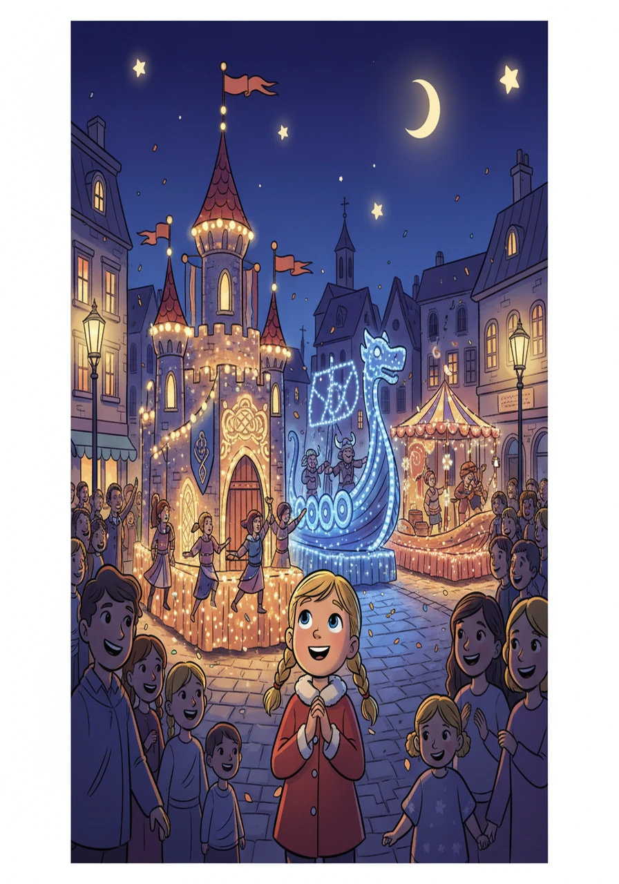 As the night deepened, a grand parade of lights began. Floats representing different cultures and traditions moved through the crowd, showcasing dazzling displays of artistry and heritage. Lily was enchanted.