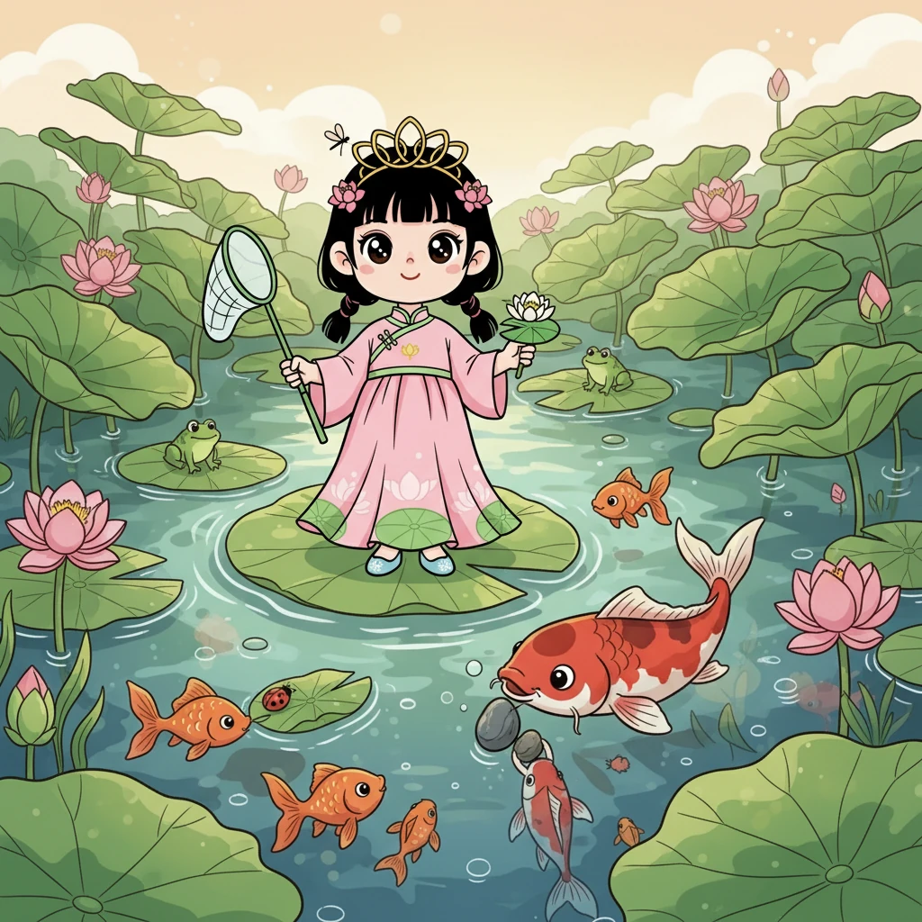 荷塘里，小金鱼和大鲤鱼也和小荷一起玩耍。它们常常帮助遇到困难的小伙伴，展现了互相帮助的美好品质。小荷看着这一切，心里充满了温暖。