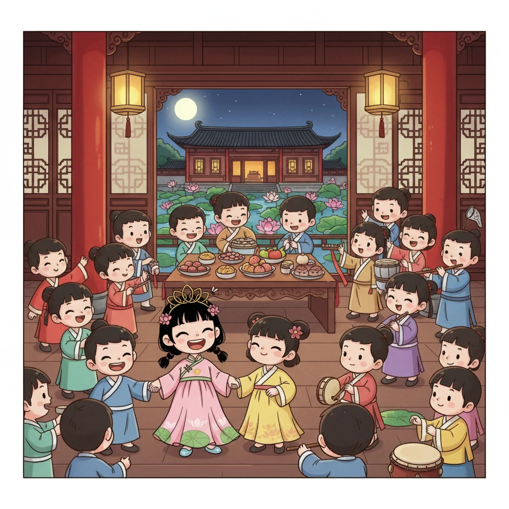 最后，小荷和她的朋友们一起在荷塘边的祠堂里举行了一场盛大的派对。大家互相帮助，共同成长，分享着快乐。荷塘里的故事，永远是那么的精彩和美好。