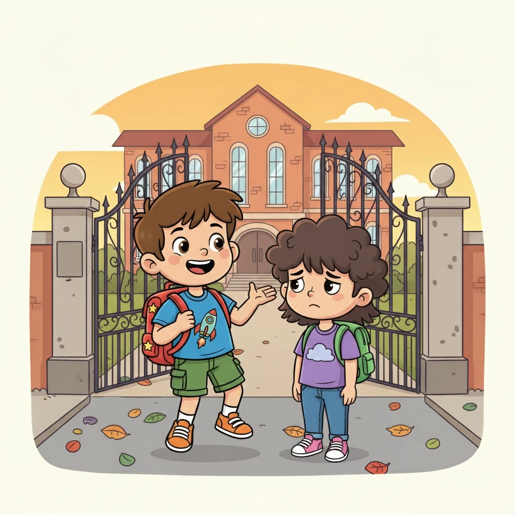 two 12 year old twins at school - Educational stories