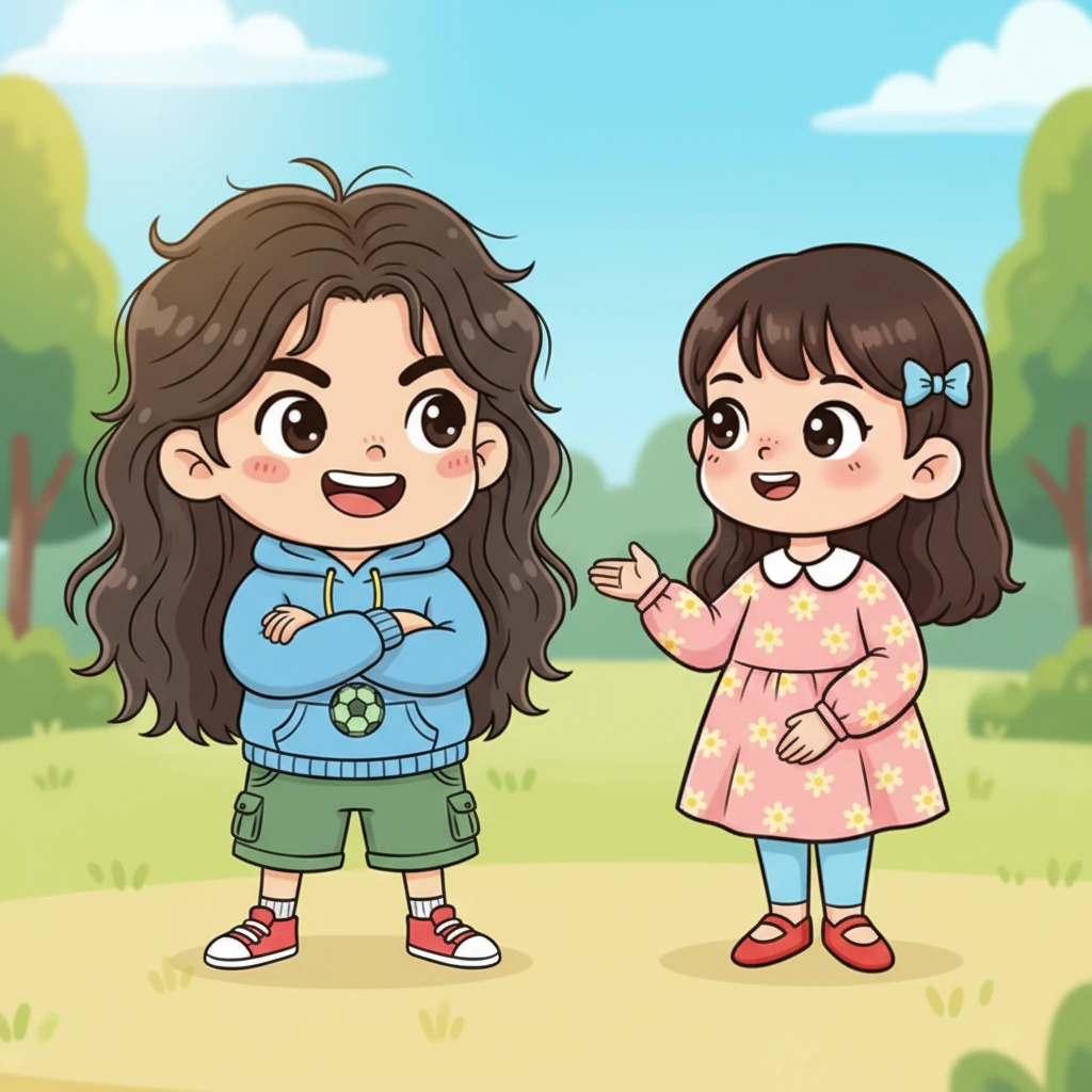 小明已经很久没理发了，头发有些长，软软地搭在额前。一天，同学小美看到他，笑着说：“小明，你的头发真好看，像个小艺术家！”小明听了，心里乐开了花，觉得自己帅呆了。