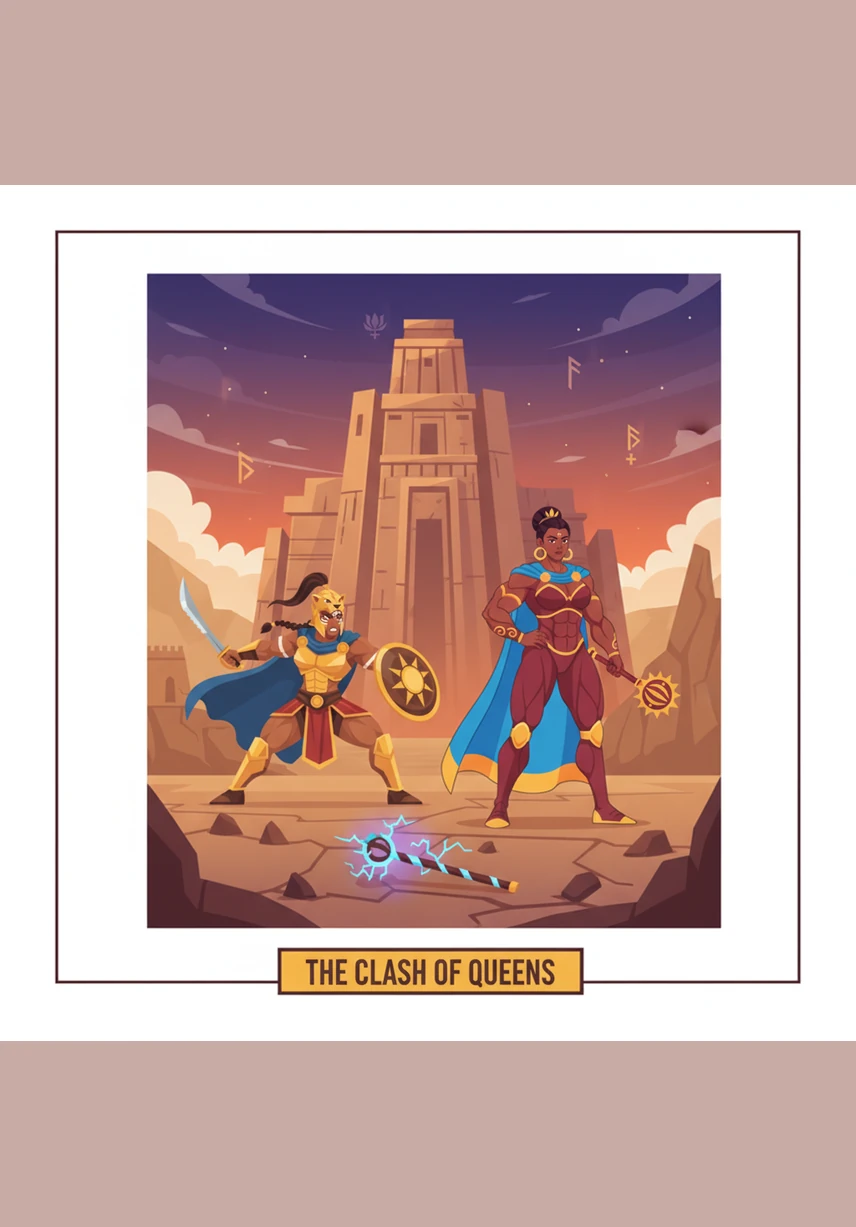 A vast army of shadows stretches across the valley, their steel armor glinting like cold stars under the dying sun. Anara does not flinch, her heart beating in time with the drums of war echoing in the distance, calling for blood.