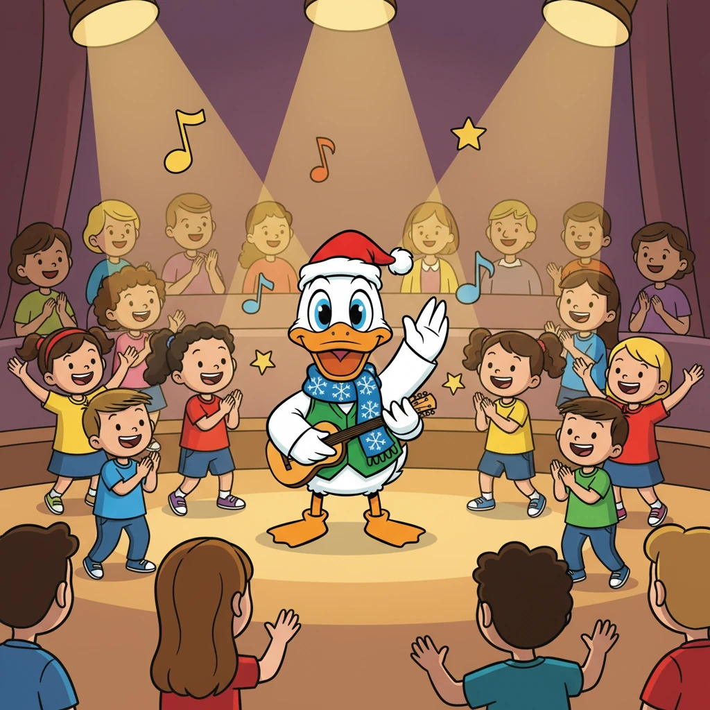 Llegó el día de la actuación. El salón de actos estaba lleno de padres expectantes. Pedro, nervioso pero feliz, subió al escenario. Los niños, vestidos con sus camisetas de colores, comenzaron su actuación. Las luces brillaban y la música resonaba.