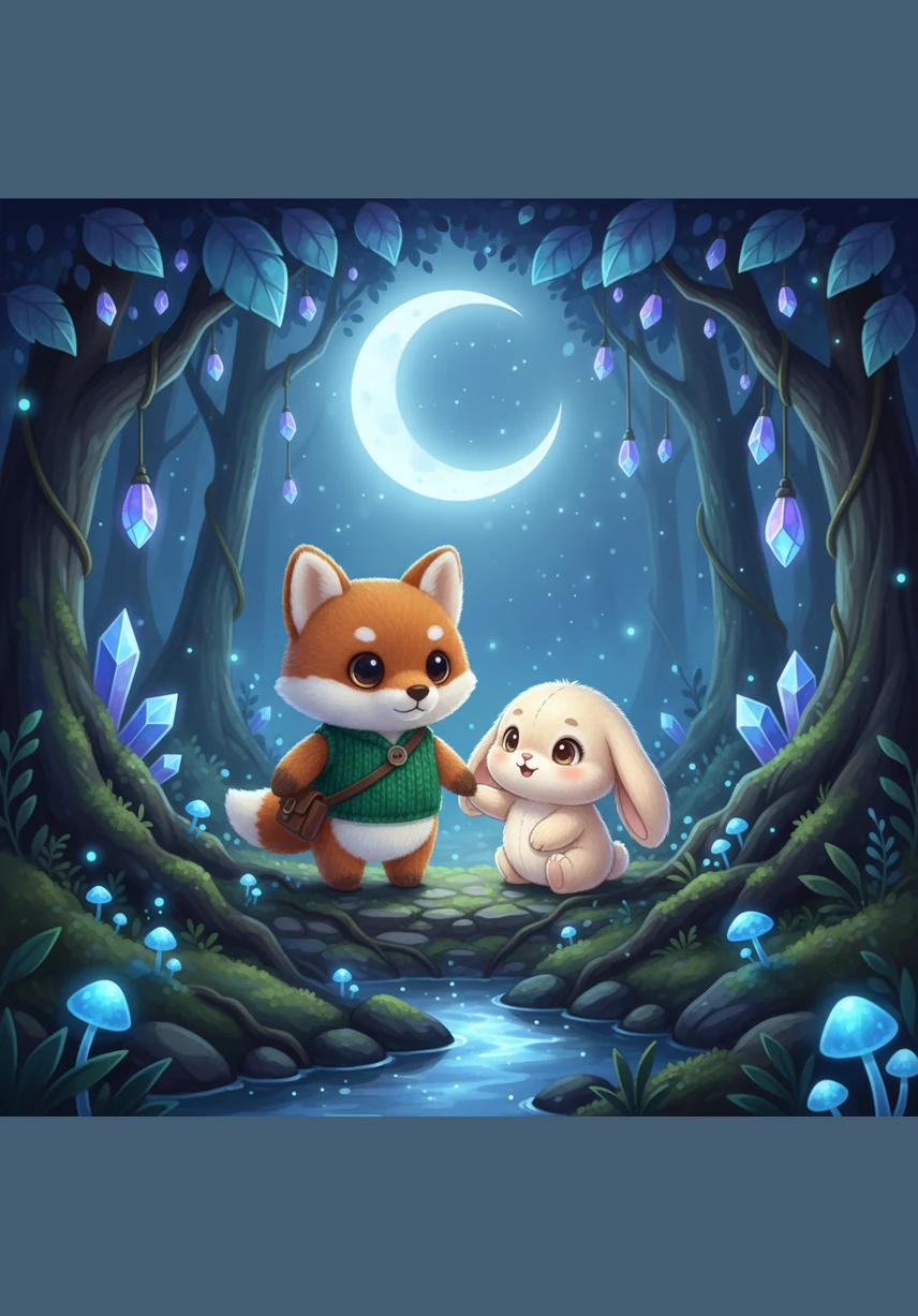The rabbit showed Oliver a secret, moonlit path that led straight back to his family's den under the brambles. Walking home, the woods didn't seem scary at all, even with the long shadows of the night dancing around him. Oliver whistled a happy tune, his heart feeling as light as a summer breeze.