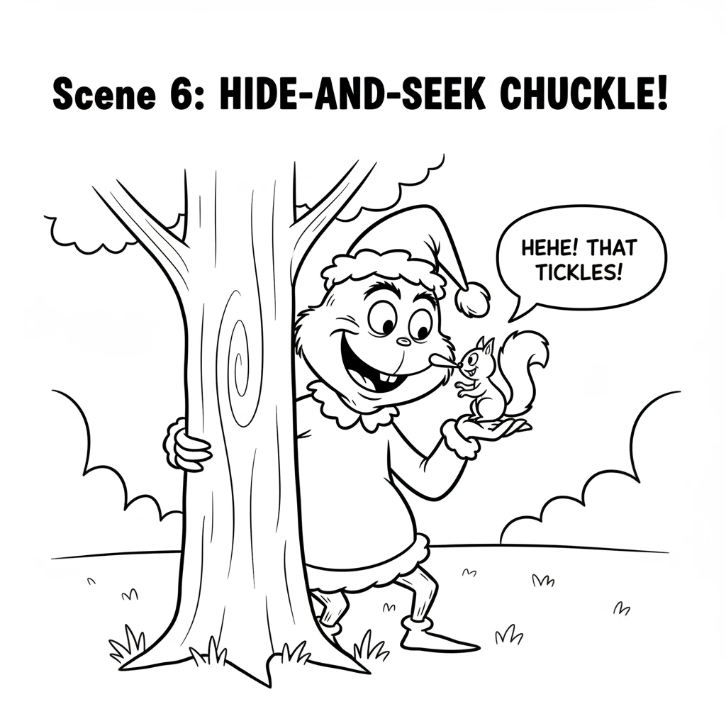 Soon, Grumbles and the squirrel were playing a funny game of hide-and-seek. Grumbles even let out a small chuckle when the squirrel tickled his nose.