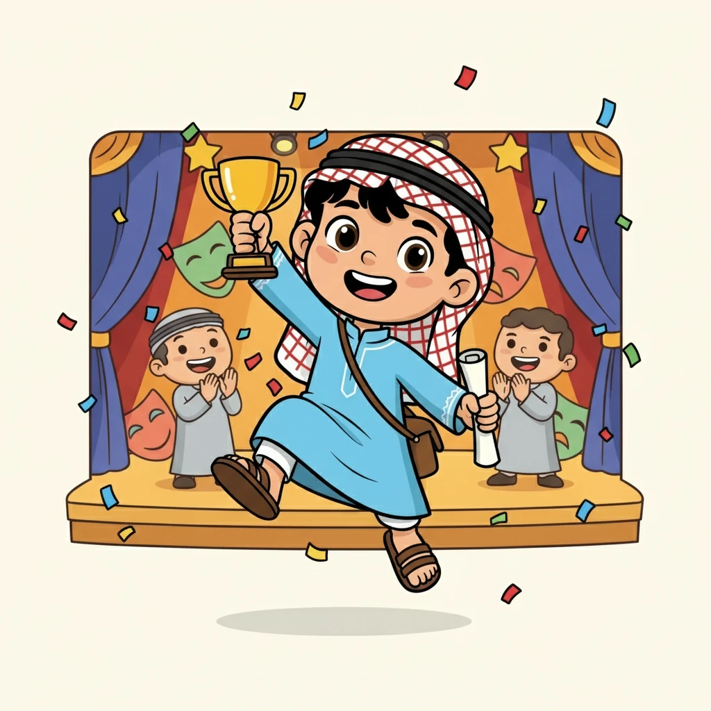 فاز نادي المسرح بالجائزة الثالثة، وفاز محمد ياسين بجائزة أفضل ممثل عن دوره المتميز. عم الفرح المكان.