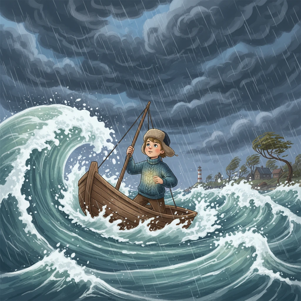 Ураган разбушевался ещё сильнее, но Сева не сдавался. Он видел, как волны играли с его лодочкой, то подбрасывая её вверх, то пряча в пене. Тогда Сева понял: ураган – это тоже часть природы, и она не злая.