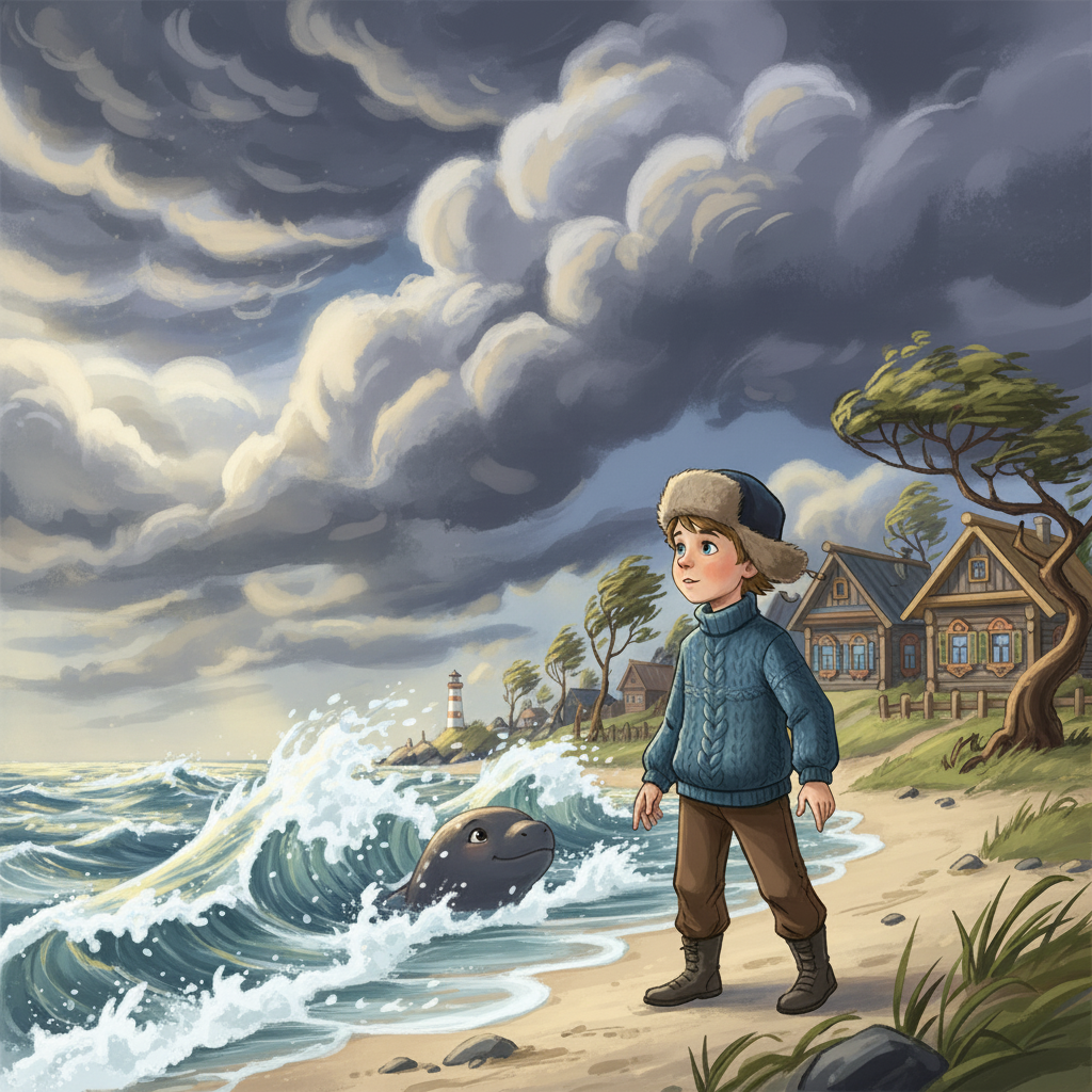 С тех пор Сева больше не боялся бури. Он понял, что даже в самых страшных вещах можно найти красоту и дружбу. И он продолжал играть на берегу, наблюдая за морем, которое теперь казалось ему ещё более прекрасным.