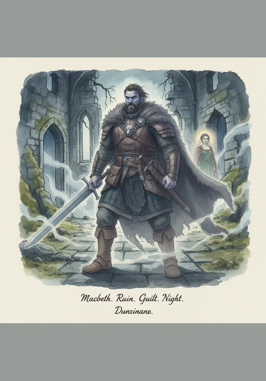 The ghost of a king walks through the desolate halls of a crumbling fortress, a solitary figure haunted by the echoes of the voices that led him there. The cycle of persuasion and blood concludes in a haunting tableau of isolation, reminding us that the strongest chains are those forged by our own desires.