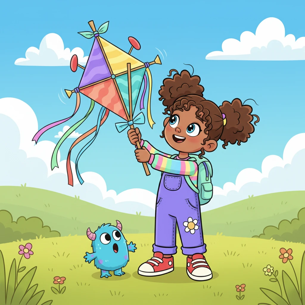 Brielle looked at Squeaky, then back at her colorful creation. A new idea bloomed in her mind; maybe it wasn't meant to be a flying machine, but something else wonderful! She realized its beautiful design would make a magnificent kite or a prop for a grand play.