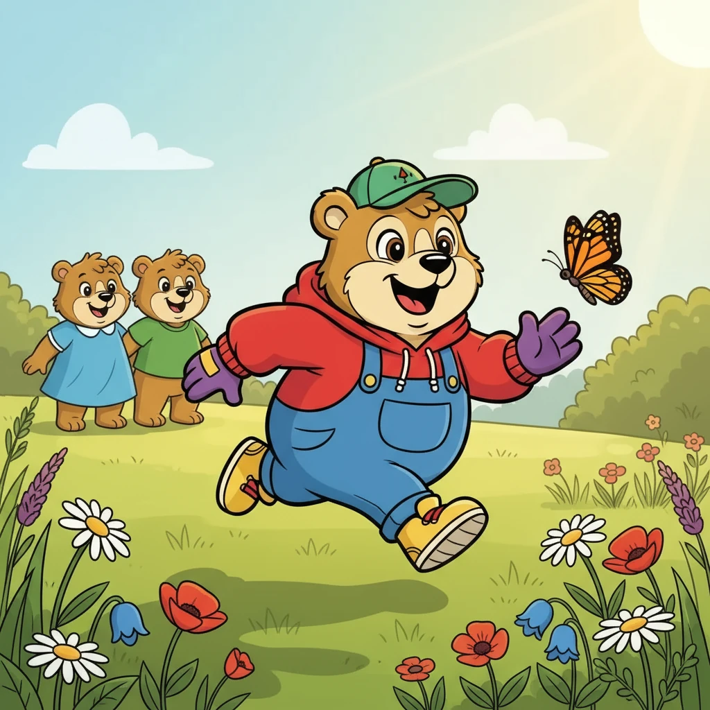 Sára se rozběhla za motýlem, který poletoval nad květinami. Její smích se rozléhal po louce. Vladan a Tea se na ni dívali s úsměvem, užívajíc si slunečného dne.