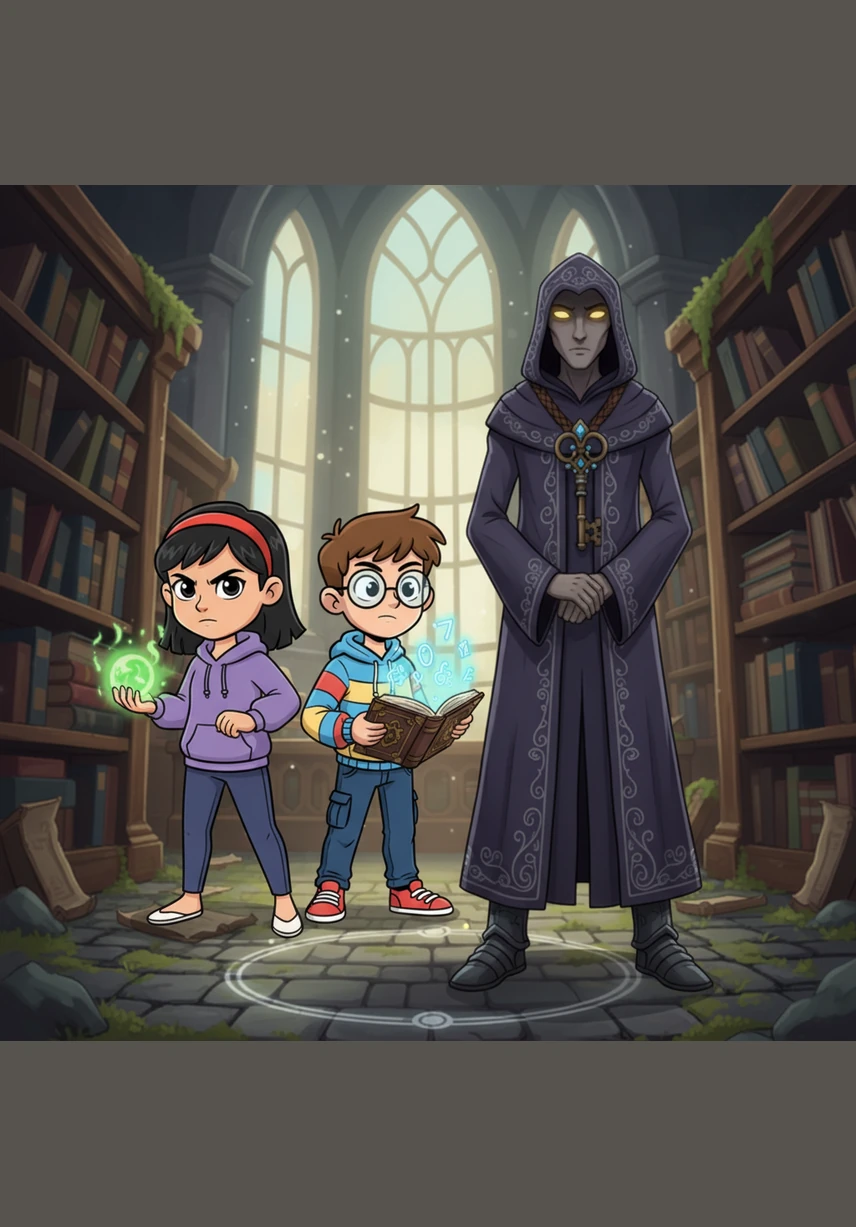 From the shadows of the forest emerges the Keeper, an old man with a long beard and a glowing lantern. He leans on his wooden cane, his eyes filled with ancient knowledge as he warns Maya and Jackson that the creek remembers everything.