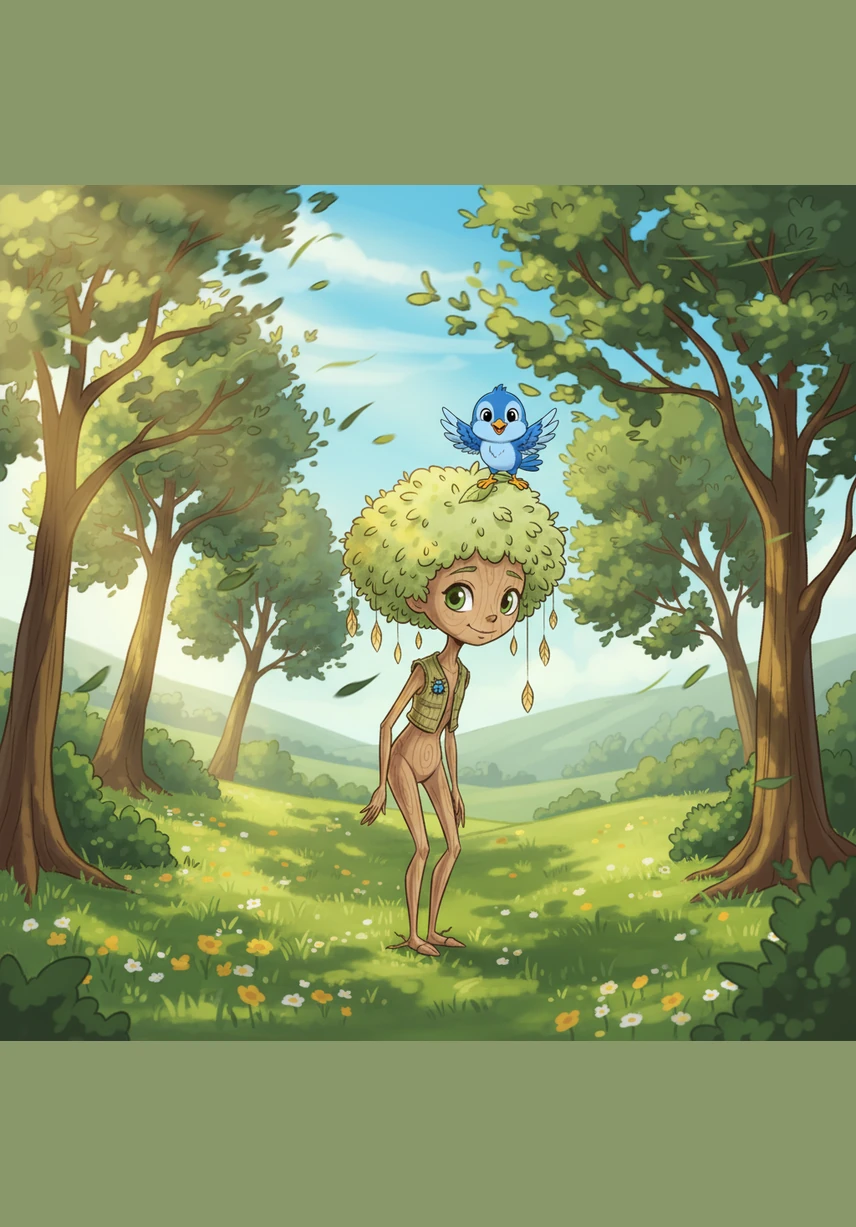 In the heart of a sun-dappled meadow stood Willow, a small tree with silver-green leaves and a very quiet heart. While the older oaks tossed their branches wildly in the air, Willow kept her limbs tucked in tight, standing as still as a statue.