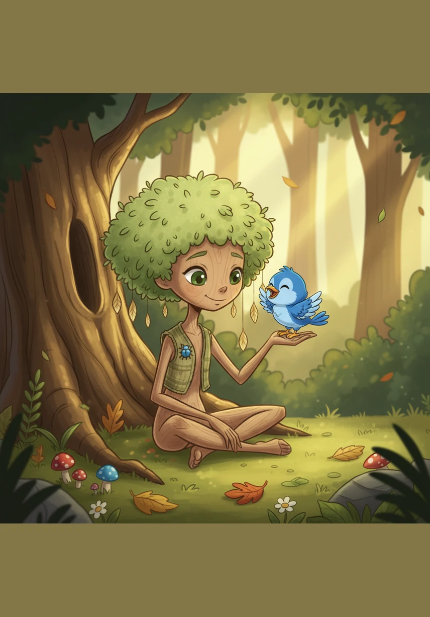 Willow took a deep, shaky breath and loosened her grip on herself just a tiny bit, feeling the warmth of the sun on her bark. A soft puff of air brushed past, and for the first time, her leaves made a gentle shush-shush sound, like a quiet lullaby.