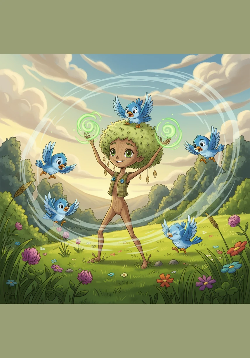 The wind grew stronger, swirling around the meadow in great, invisible loops that smelled of clover and rain. Willow closed her eyes, imagining she was water in a winding stream, and allowed her trunk to lean and her branches to sweep across the tall grass.