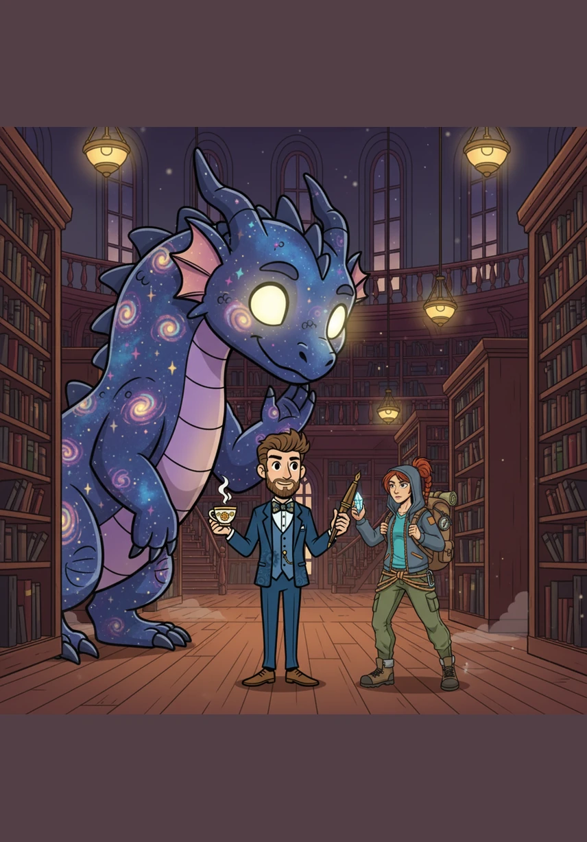 The dragon leaned down, its breath smelling of ozone and wildflowers, and prepared to whisper the ultimate secret of the silver key into Elara's ear. The tension in the library was palpable as Oliver leaned closer to the book, his voice dropping to a dramatic whisper.