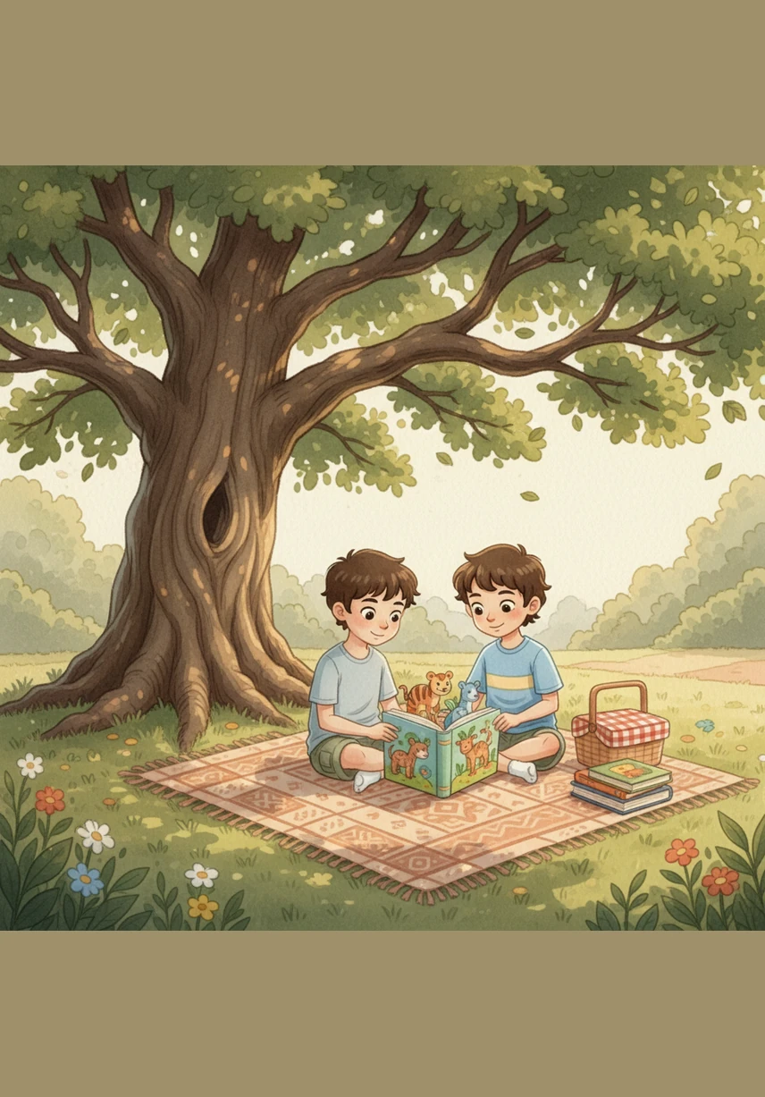 Under the shade of a grand old oak tree, Zakaria and Moaad sat together to rest, the tablet lying forgotten and dark in Zakaria's bag. They talked and laughed for hours, building a friendship that was stronger than any high score he had ever achieved.
