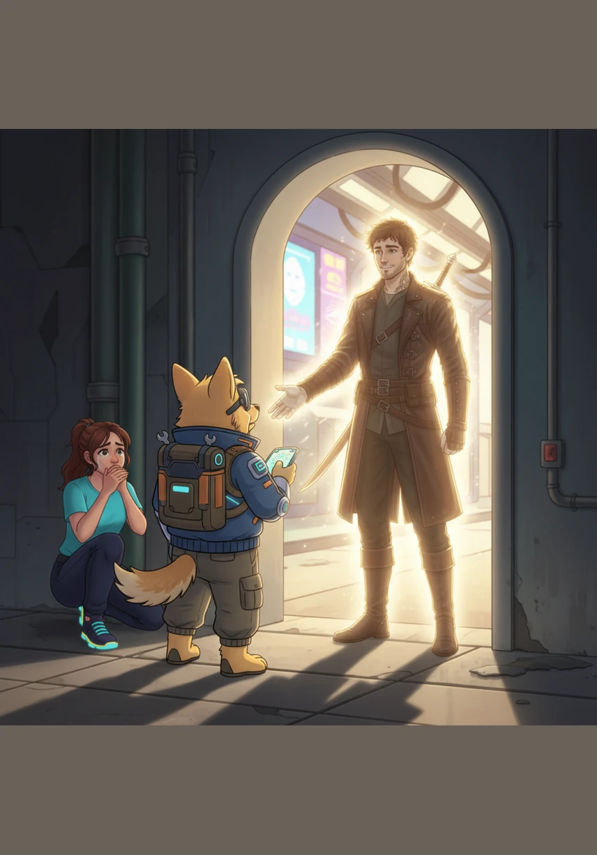 A shimmering figure appears in the doorway, looking exactly like Elias but bathed in a warm, radiant light. He smiles gently and reaches out a hand, whispering the familiar nickname that always made Cooper’s heart soar.