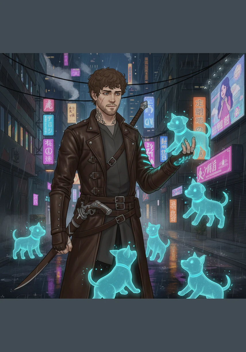 A translucent, joyful version of Cooper leaps up from the floor, his tail wagging with infinite, youthful energy. Elias takes the spirit-leash in his hand, and together they walk through the door into a bright, endless horizon, finally heading home together forever.