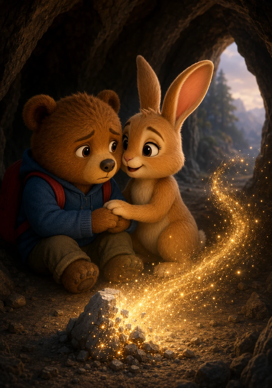 When Oliver whispered that he was secretly terrified of the dark, Mia laughed softly and comforted him by sharing that she used to be scared too. Miraculously, as soon as the secret was shared, one of the grey stones turned into glowing dust and blew away into the wind.