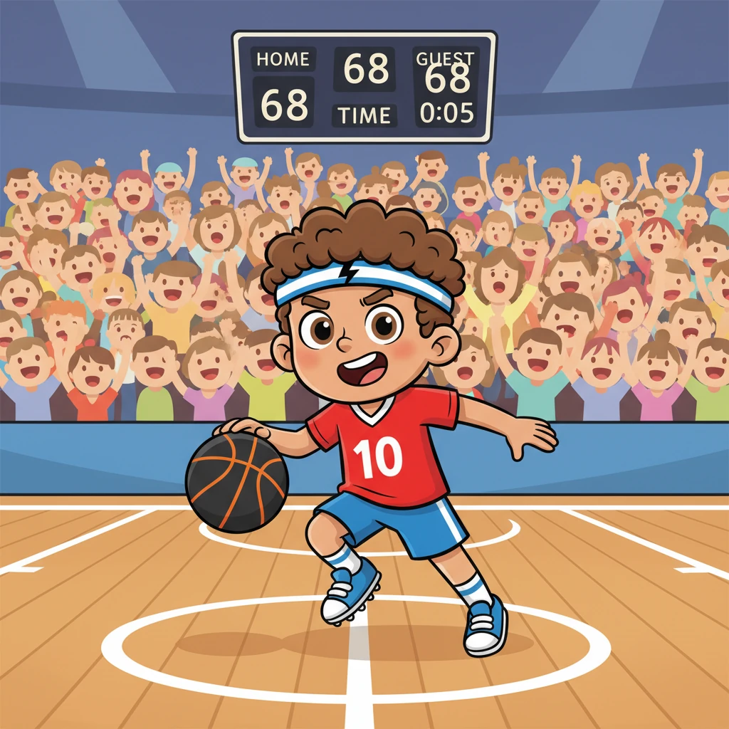 The basketball court pulsed with electric energy as Marcus, a determined young player, dribbled the ball. The championship game was tied, 68-68, with only five agonizing seconds left on the clock. The roar of the crowd was deafening, a massive wave crashing over him.