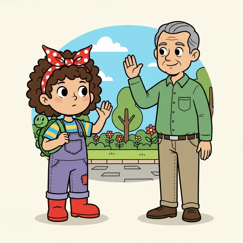 Mr. Davis smiled, but gently explained to Veronica that hugs were for family and close friends. He showed her how to wave hello instead. Veronica looked thoughtful, realizing she needed to learn more about these rules.