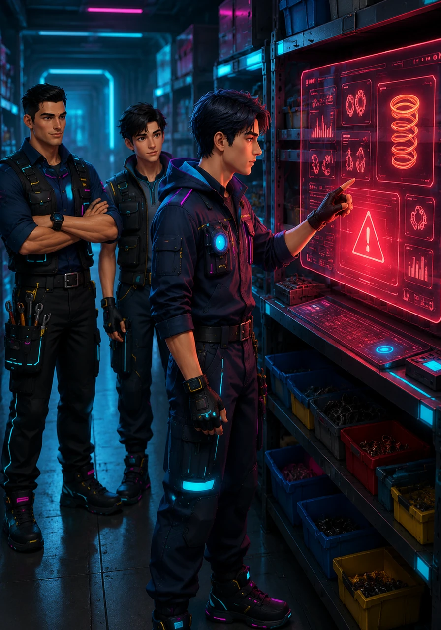 Leo then walked over to the storage vault, where the new software precisely tracked every single gear, bolt, and rare component by its specific batch number. A soft crimson glow flashed on the screen, warning Leo that their essential copper springs were running low and nearing their expiration dates, preventing a major delay.