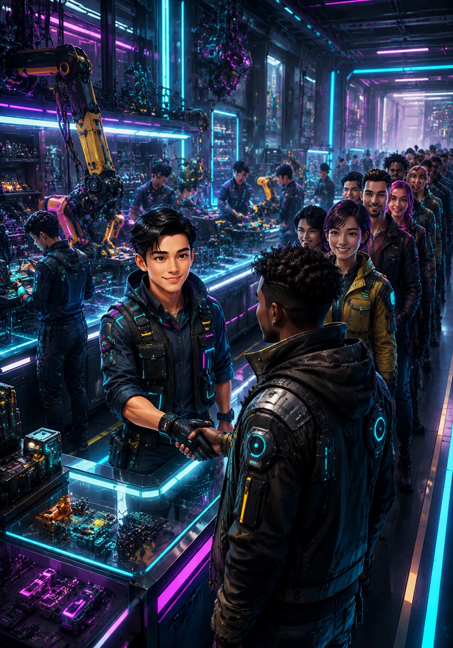 With the workshop running perfectly like a finely crafted clock, Leo stood proudly at the counter, welcoming a long line of happy customers with absolute confidence. His simple, powerful creation had transformed a messy shop into a thriving, modern empire, ready to grow for generations to come.