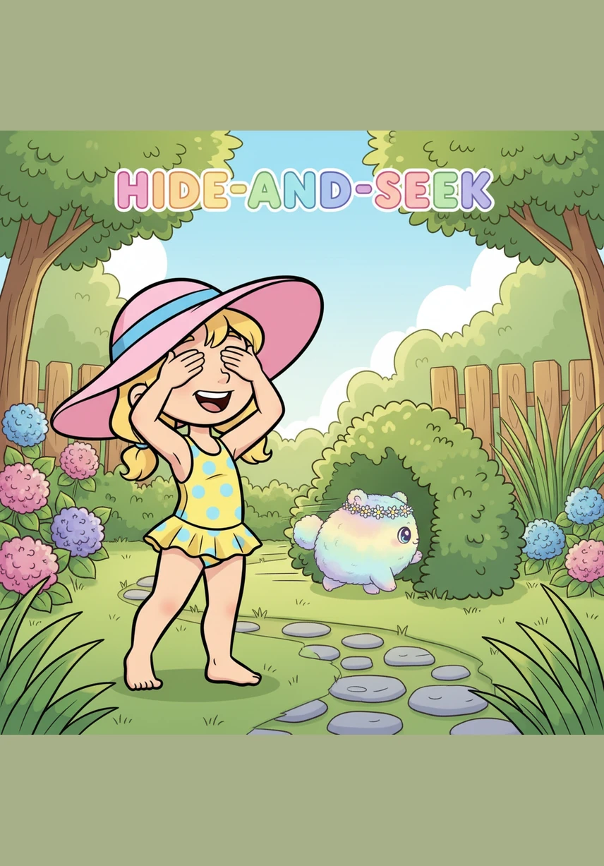 Montana asks Summer if she wants to play a game of hide and seek. Summer chirps a yes, so Montana covers her eyes and counts to ten while her fluffy friend disappears to find a hiding spot.