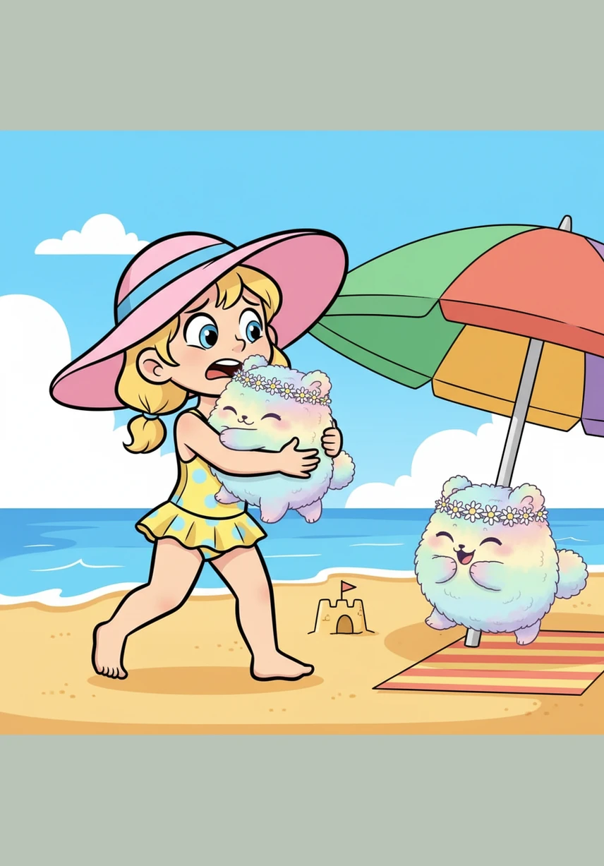 Montana looks everywhere but she cannot find Summer anywhere on the beach and begins to panic. Just as she starts to worry, Summer pops out from her clever hiding spot, and Montana gives her a giant, happy squeeze.