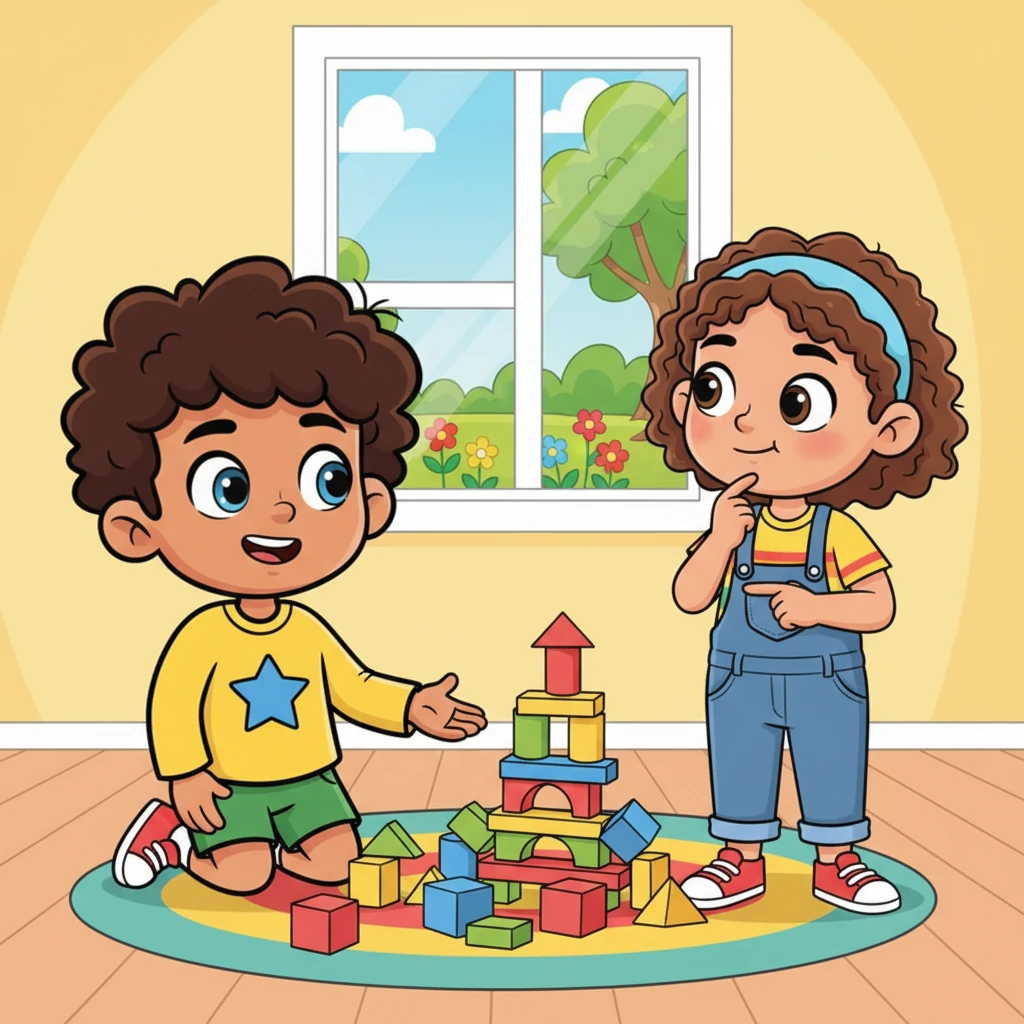 Milo thought hard about how to fix his mistake. 'To make it right,' he told Lily, 'I will help you pick up all the blocks, and then we can build an even bigger tower together!' He offered a hopeful, encouraging smile.