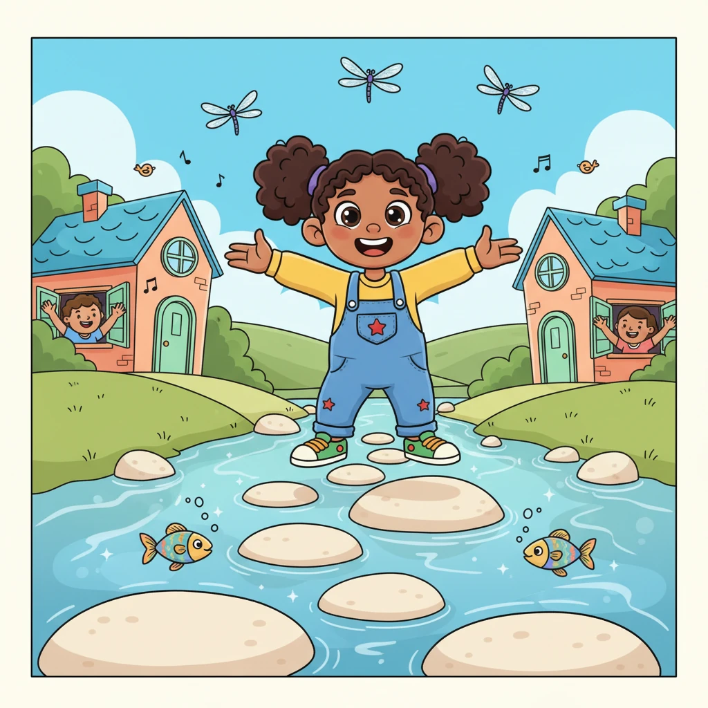 In the delightful village of Villalimpia, houses burst with colors like a candy box – peach walls, sky-blue roofs, and mint-green doors. Every morning, neighbors sang greetings from their windows, their joyful tunes blending with bird songs. Children like curious Anita and brave Benito spent afternoons skipping across the smooth stones of the sparkling Crystal River, where iridescent fish whispered tales in the pure, clear water. Dragonflies with silver wings danced silently above, making the village a symphony of happiness.