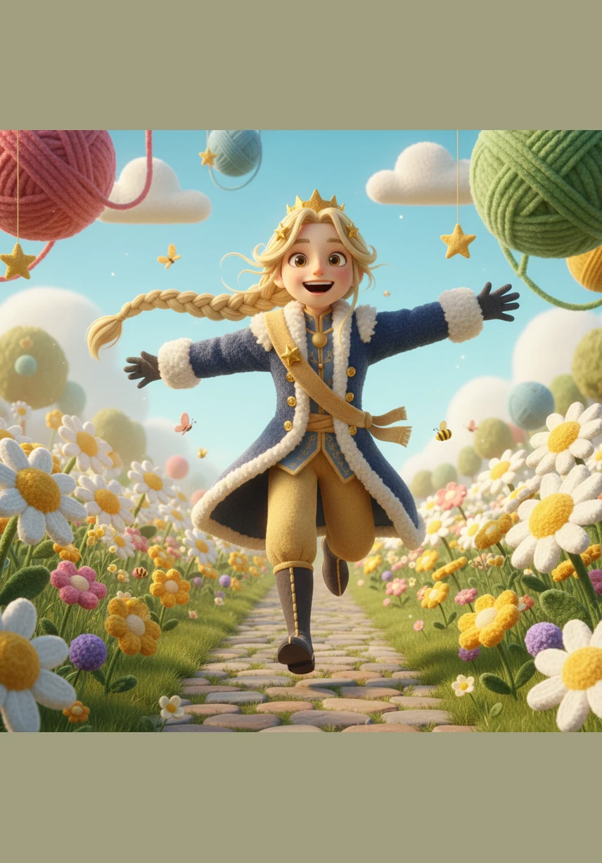 Rio runs out into the sunny garden where the grass is green and the sky is blue. The bright pink dress looks like a pretty flower moving in the wind.