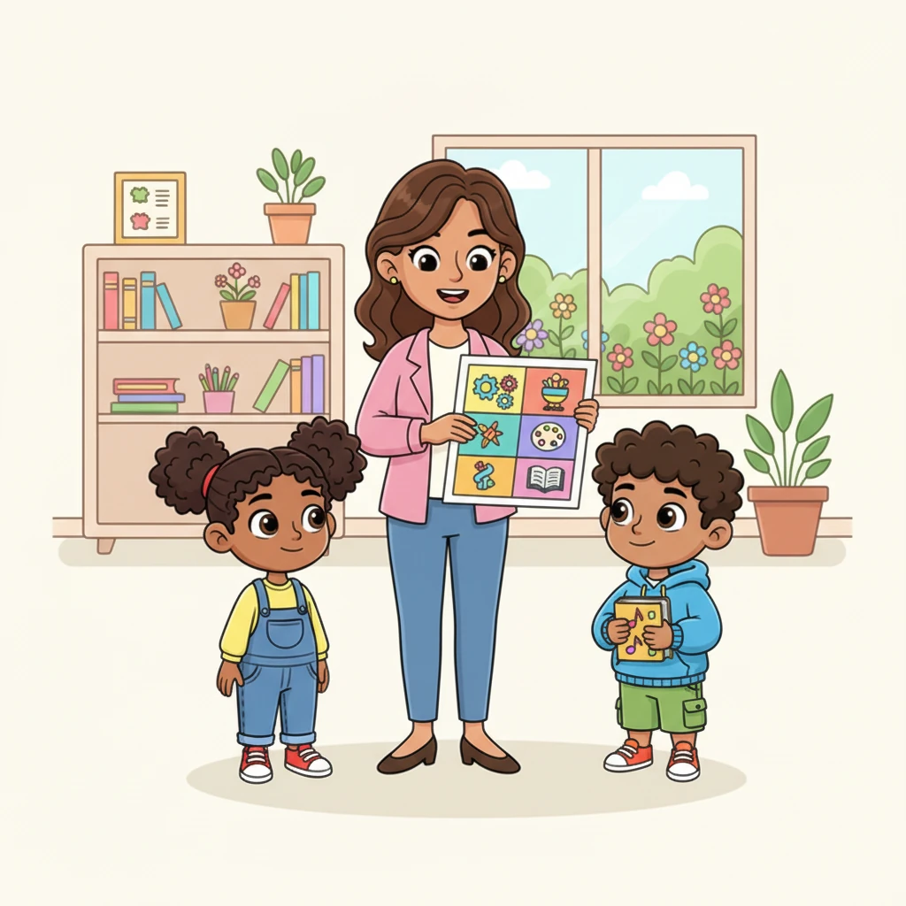 Ms. Bloom noticed Leo's thoughtful expression. She gathered the children and explained, "Just like a garden has many different flowers, our brains bloom in many different ways!" She held up a colorful chart showing different learning styles, emphasizing that every way of learning is special and important. Her voice was gentle and encouraging.