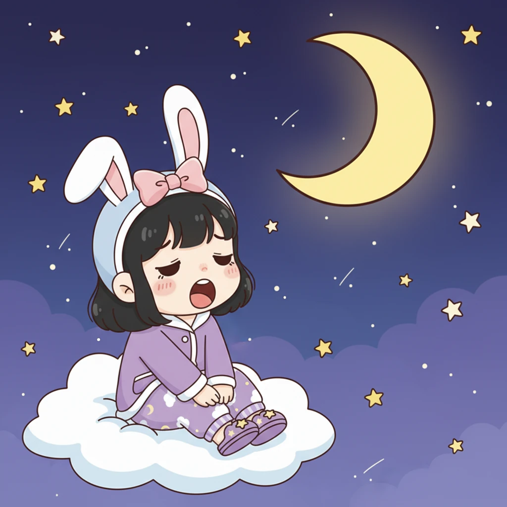 酷洛米的小眼睛开始打架,眼皮变得好重好重。她感到全身都被一种温暖又舒服的困意包裹着,忍不住打了一个大大的哈欠。