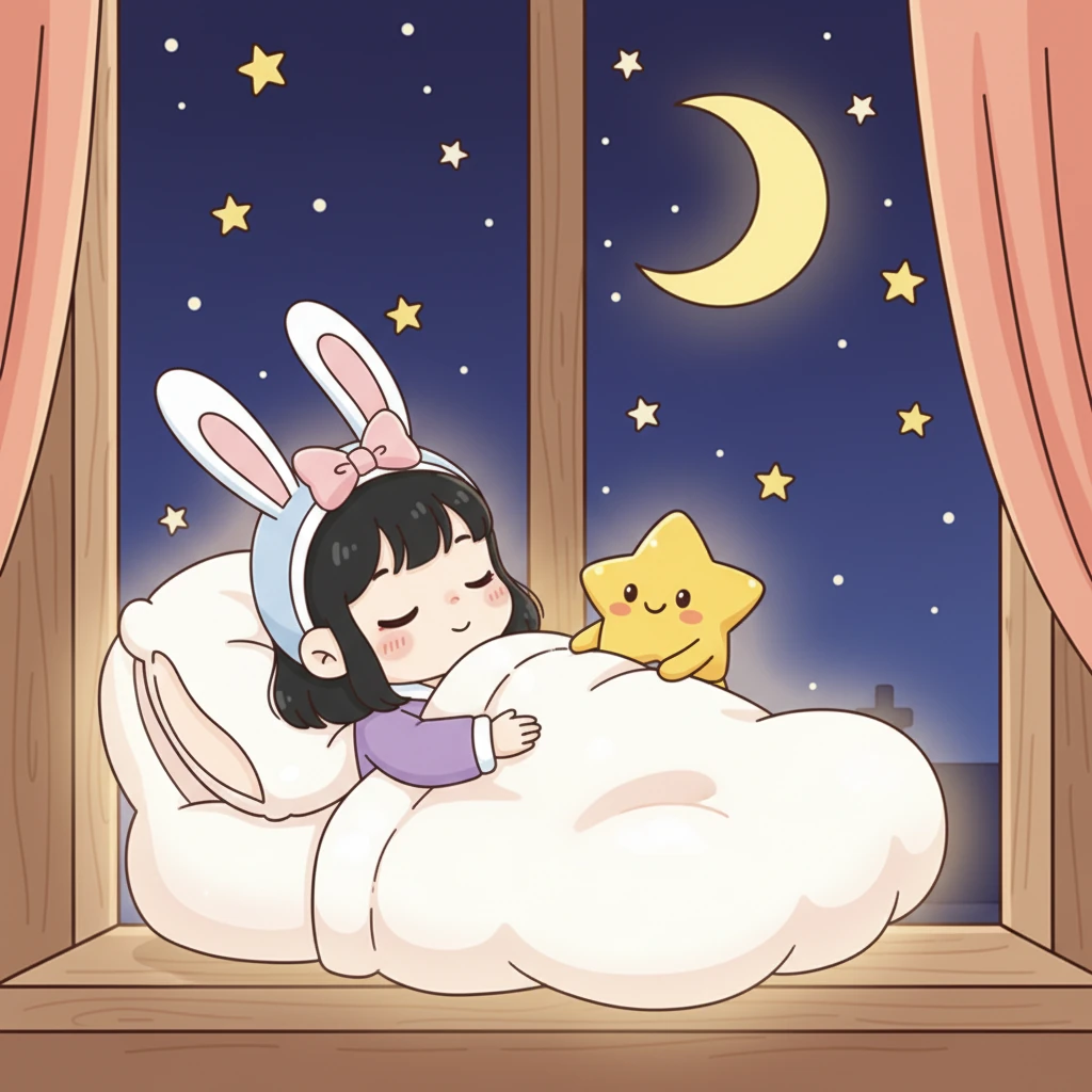 小星星温柔地把酷洛米送回了她的房间,轻轻地把她放在了柔软的小床上。酷洛米闭上眼睛,感觉自己像被一片云朵轻轻托着。