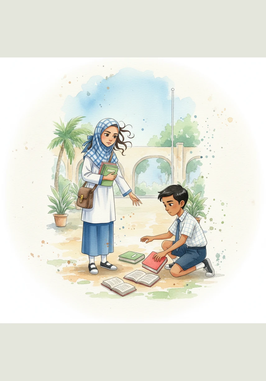 Determined to make a difference, Alya reaches out to Badrul by sending him simplified notes and recorded voice lessons during the hours when his connection is strongest. Their screens light up with the spark of a new partnership that defies the distance between them.