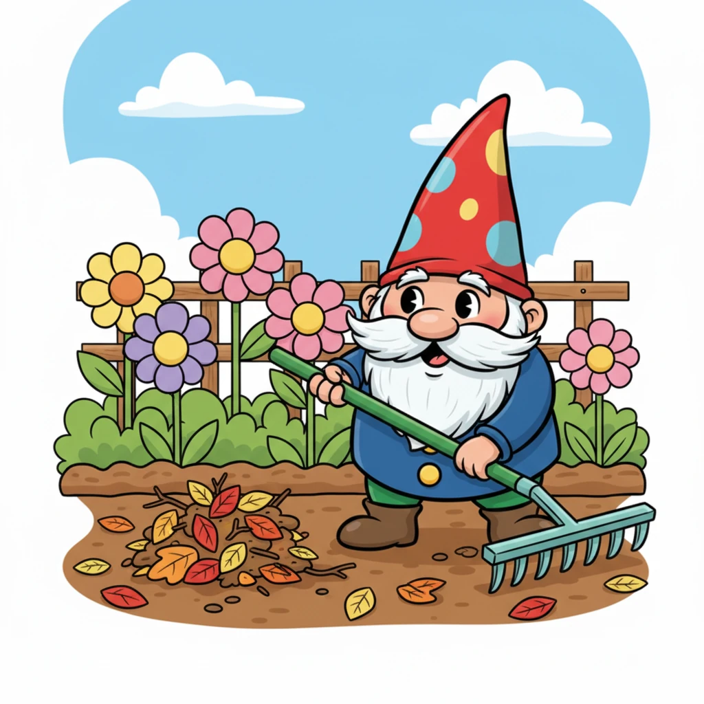 Next, Pip thought about all the leaves and twigs that had fallen over winter. He neatly added the second item to his list: a sturdy little rake. He pictured himself tidying up the flower beds.